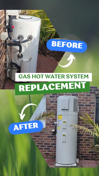 Gas hot water system replaced with an energy-efficient heat pump
